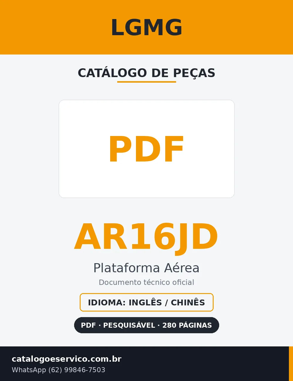 Capa Catálogo de Peças LGMG AR16JD Plataforma Aérea