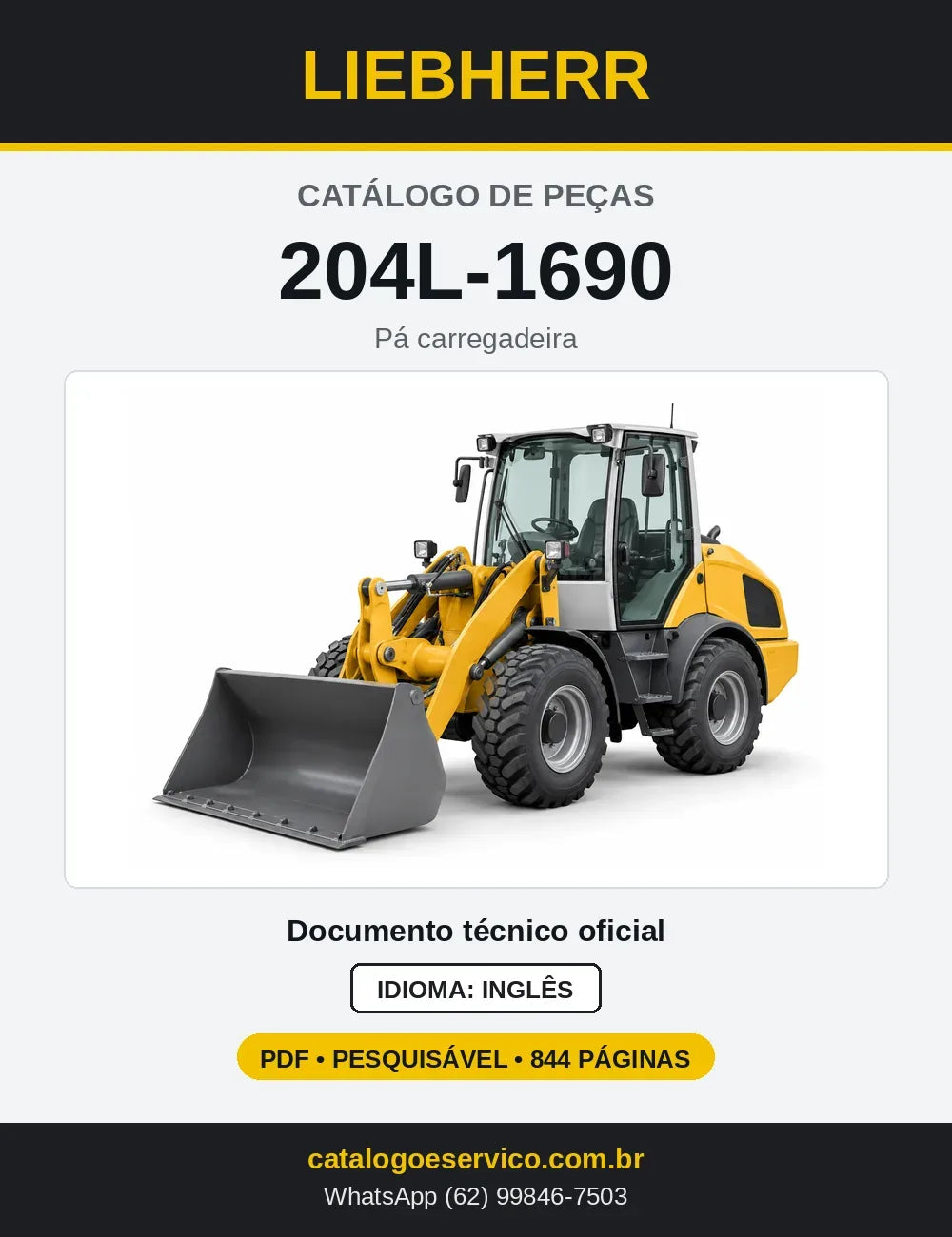 Capa do Catálogo de Peças Liebherr 204L-1690 pá carregadeira