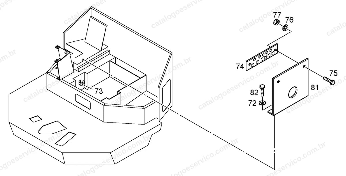 Vista explodida dos comandos e instrumentos da 304-468