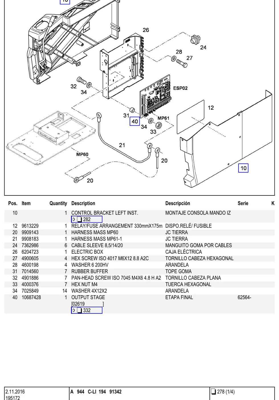 Detalhe de conjunto ilustrado com números de artigo — Liebherr A 944 C-LI