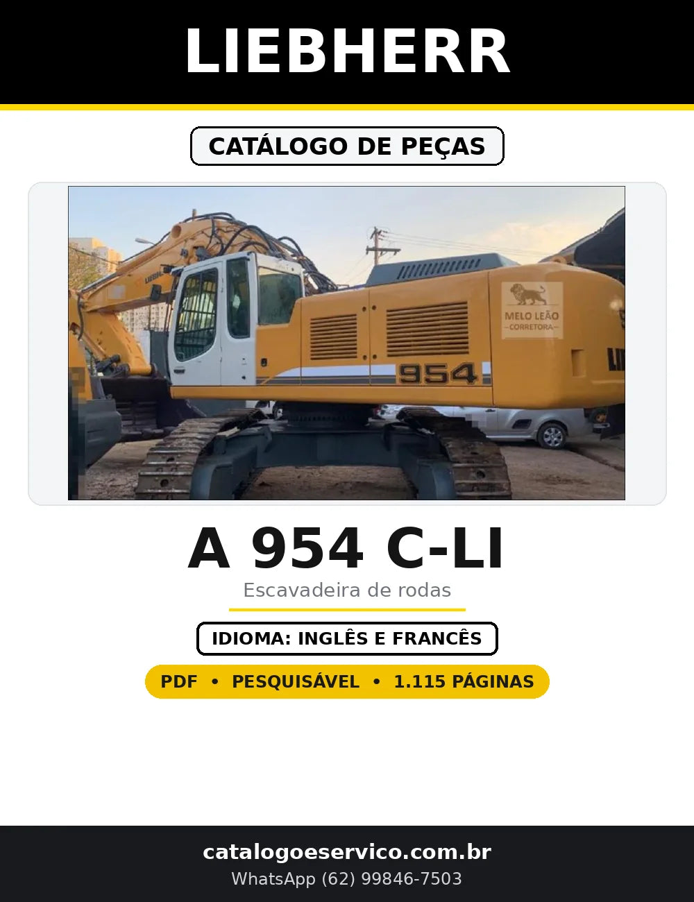 Capa do Catálogo de Peças Liebherr A 954 C-LI em PDF com 1.115 páginas