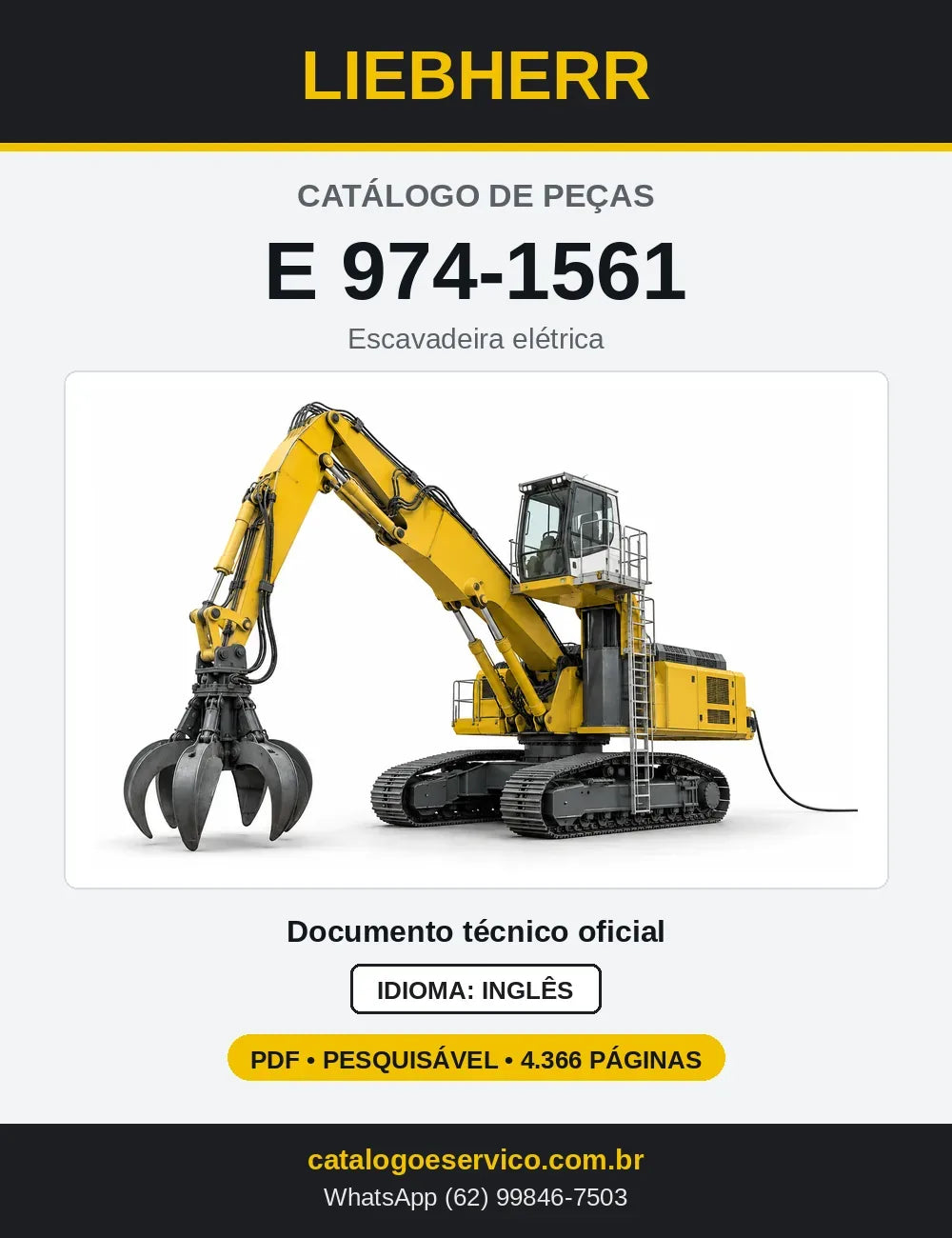 Capa do Catálogo de Peças Liebherr E974-1561 escavadeira elétrica