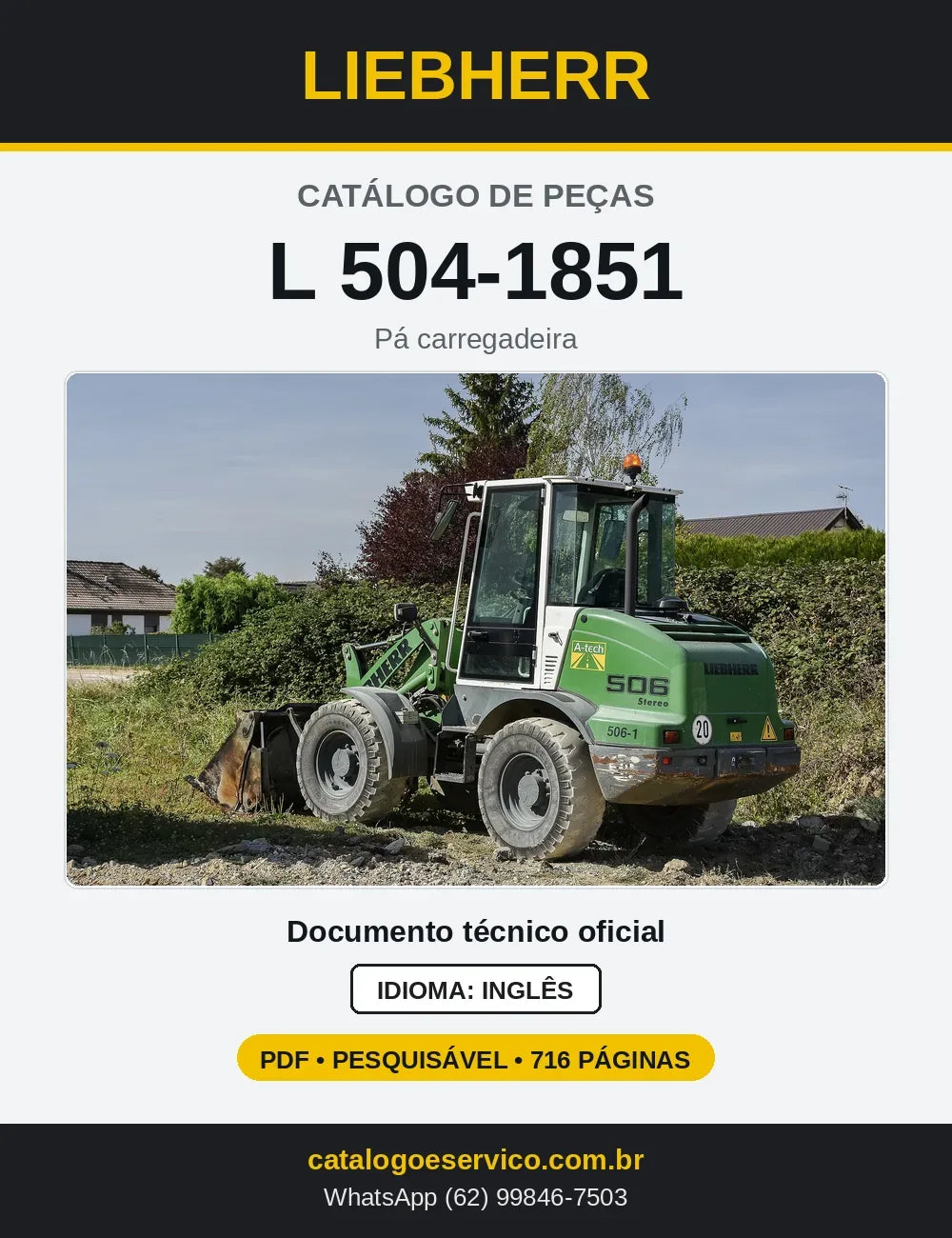 Capa do Catálogo de Peças Liebherr L504-1851 pá carregadeira