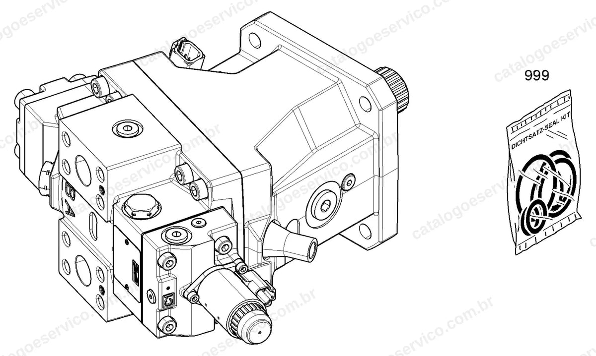 Vista explodida do motor hidráulico H1B 110 cm³/U da L506-1852