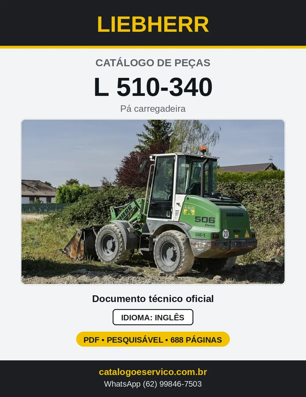 Capa do Catálogo de Peças Liebherr L510-340 pá carregadeira