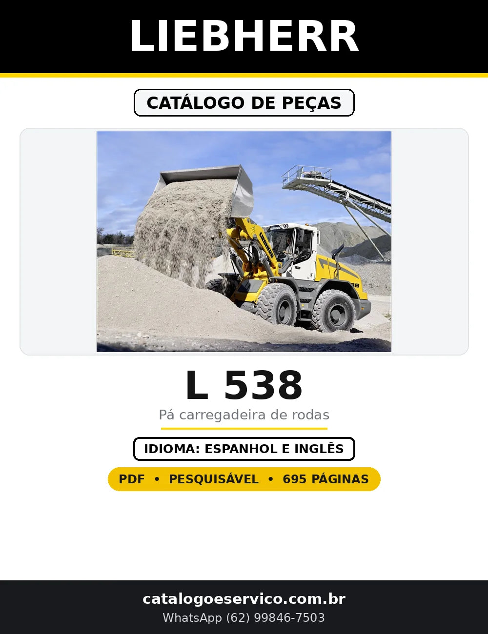 Capa do Catálogo de Peças Liebherr L 538 em PDF com 695 páginas