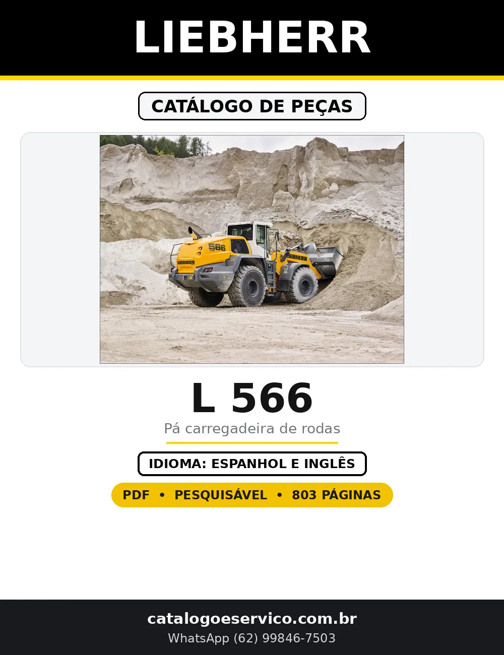 Capa do Catálogo de Peças Liebherr L 566 em PDF com 803 páginas