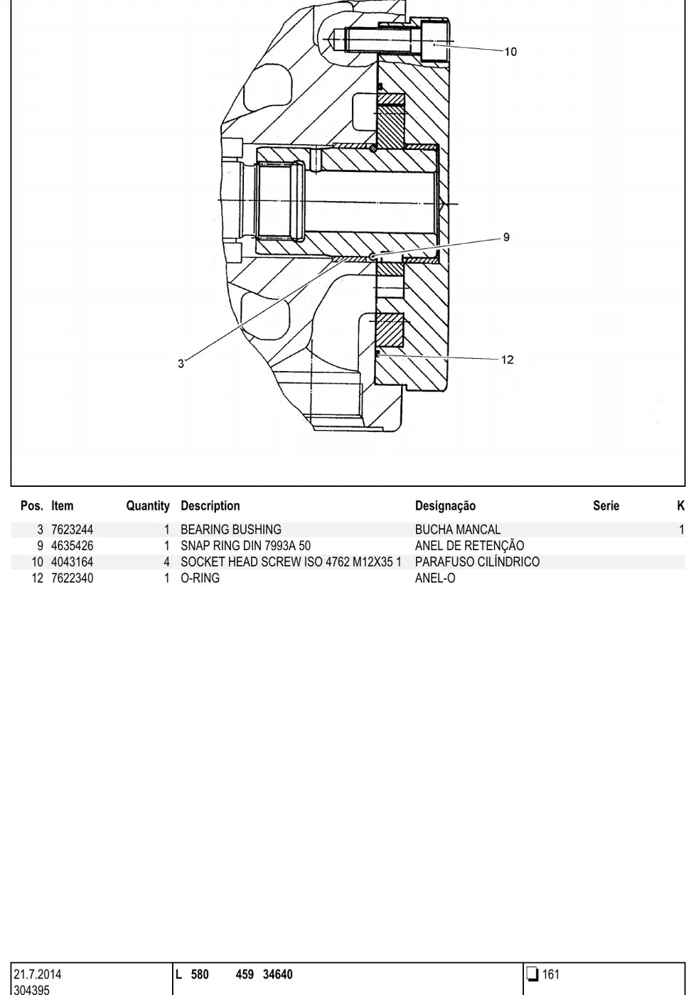 Detalhe de conjunto ilustrado com números de artigo — Liebherr L 580