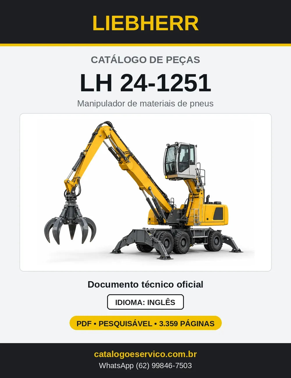 Capa do Catálogo de Peças Liebherr LH24-1251 manipulador de materiais de pneus