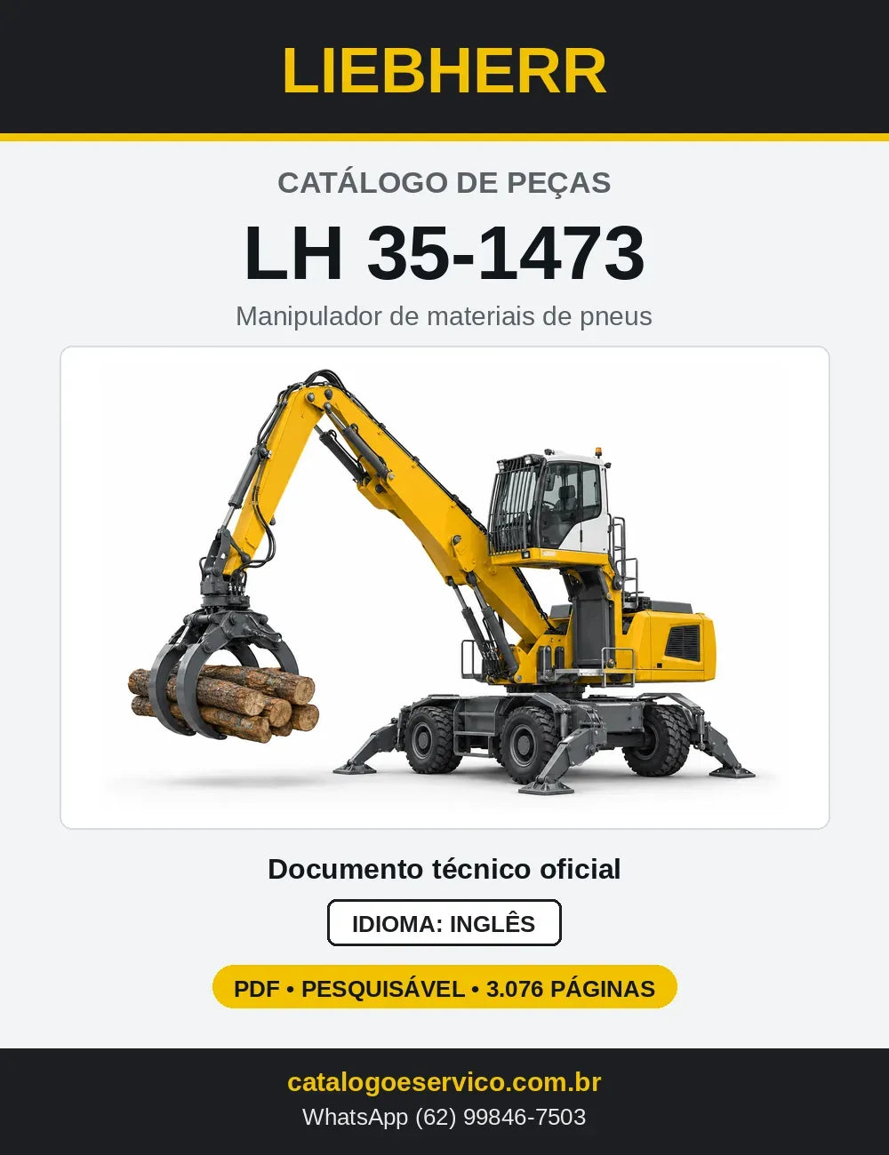 Capa do Catálogo de Peças Liebherr LH35-1473 manipulador de materiais de pneus
