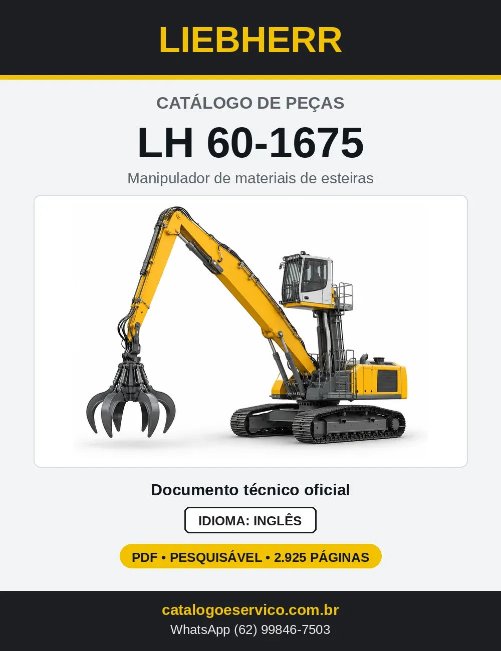 Capa do Catálogo de Peças Liebherr LH60-1675 manipulador de materiais de esteiras