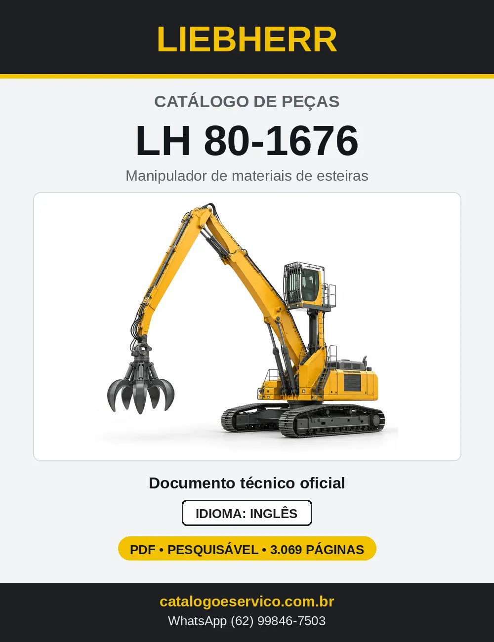 Capa do Catálogo de Peças Liebherr LH80-1676 manipulador de materiais de esteiras