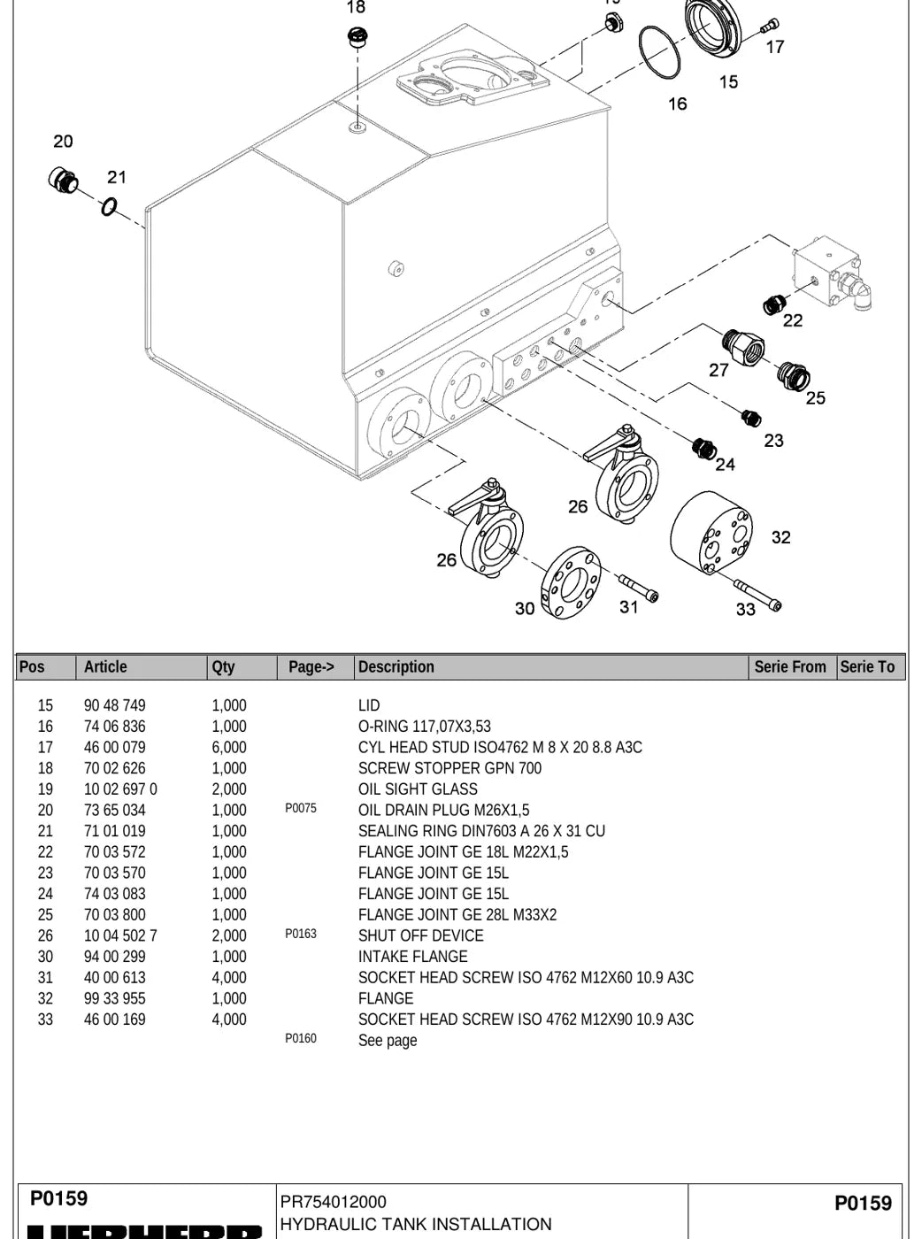 Grupo do catálogo com desenho e lista de peças — Liebherr PR 754 Litronic