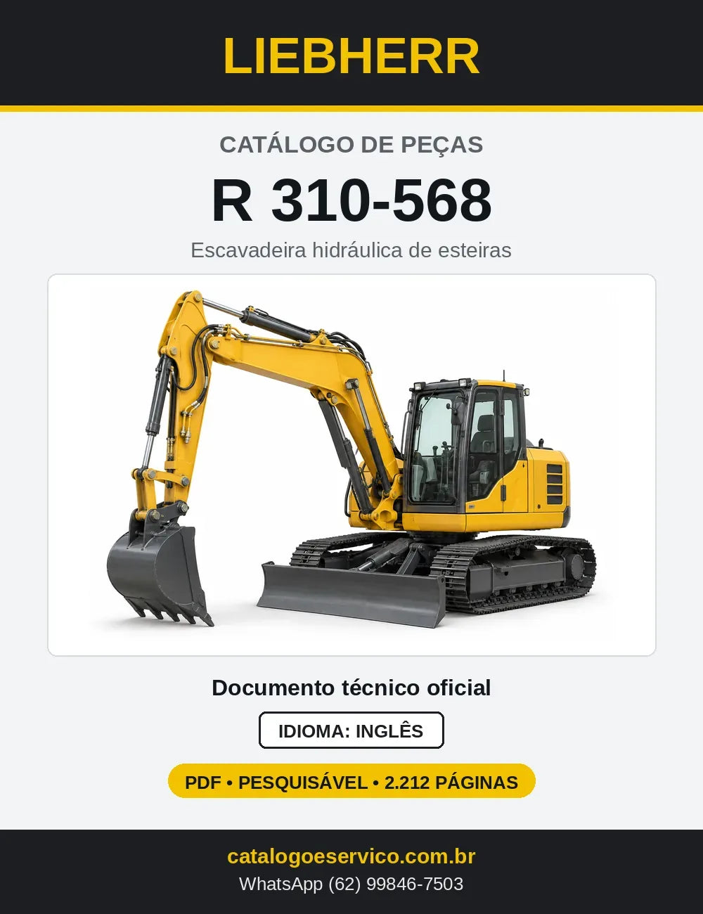Capa do Catálogo de Peças Liebherr R310-568 escavadeira de esteiras