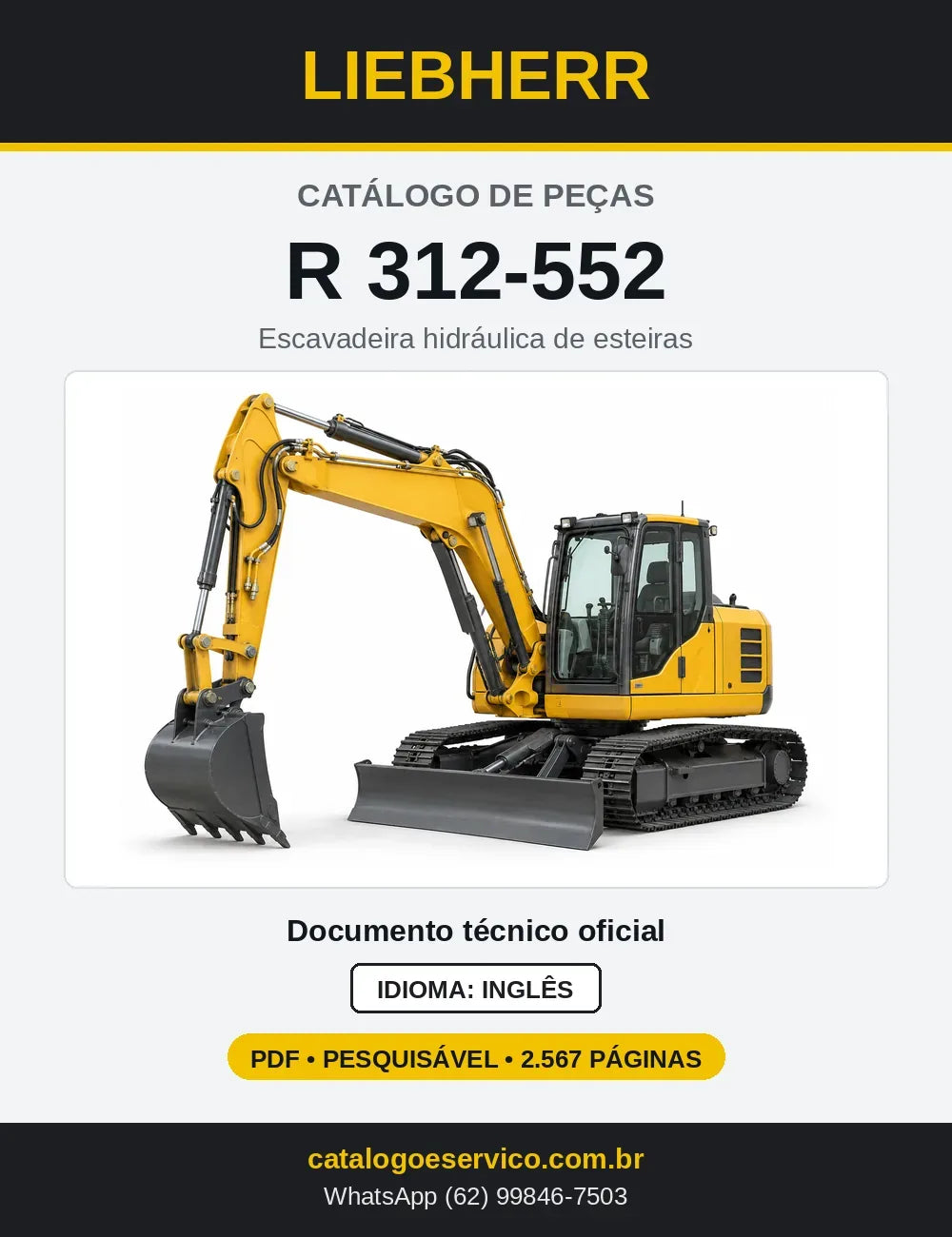 Capa do Catálogo de Peças Liebherr R312-552 escavadeira de esteiras