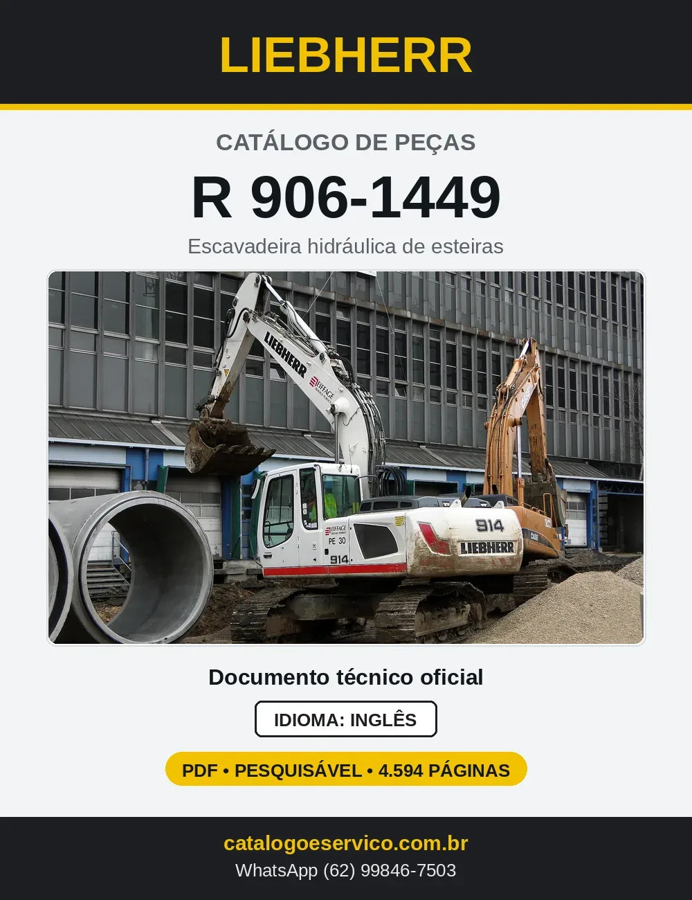 Capa do Catálogo de Peças Liebherr R906-1449 escavadeira de esteiras