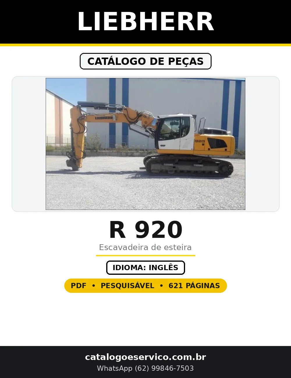 Capa do Catálogo de Peças Liebherr R 920 em PDF com 621 páginas