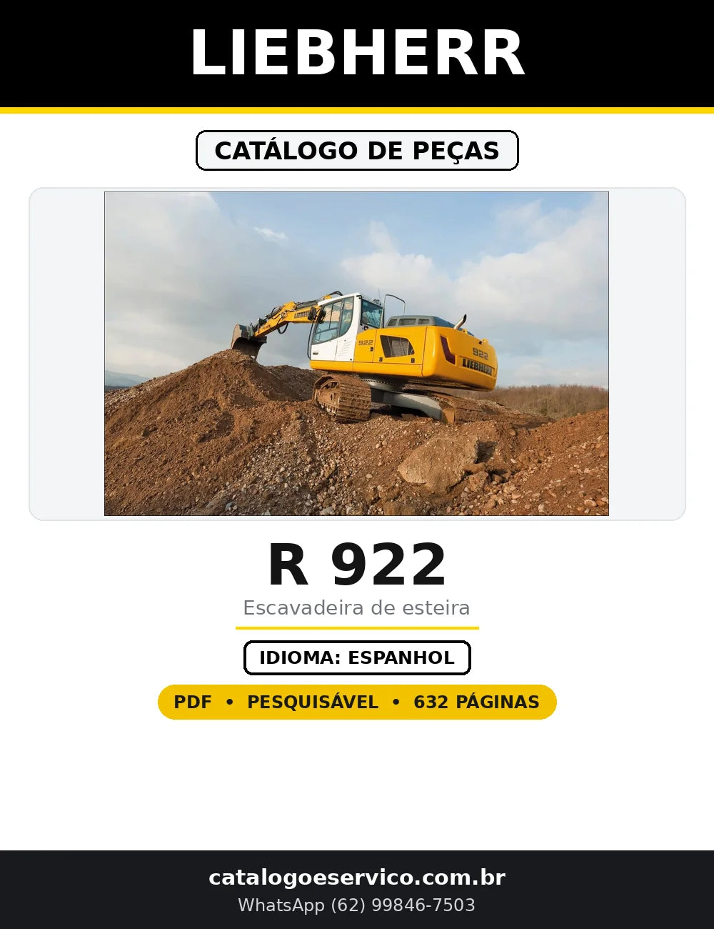 Capa do Catálogo de Peças Liebherr R 922 em PDF com 632 páginas