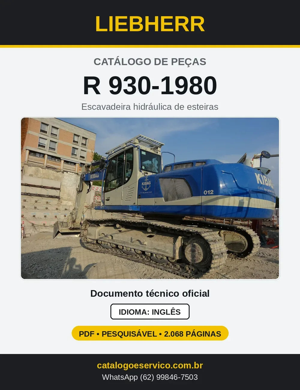 Capa do Catálogo de Peças Liebherr R930-1980 escavadeira de esteiras