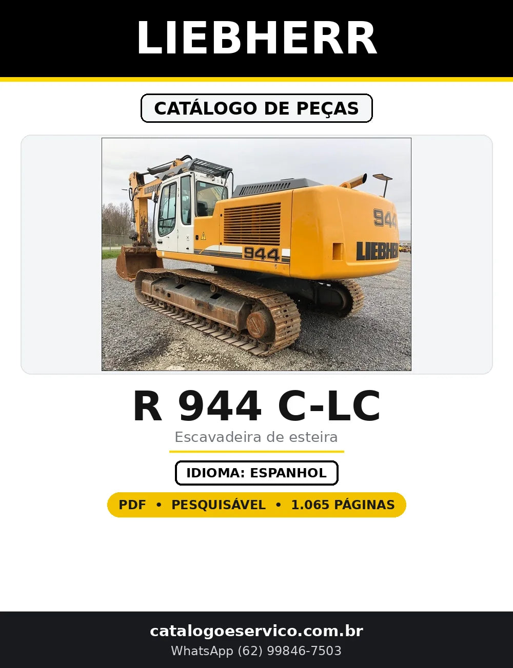 Capa do Catálogo de Peças Liebherr R 944 C-LC em PDF com 1.065 páginas