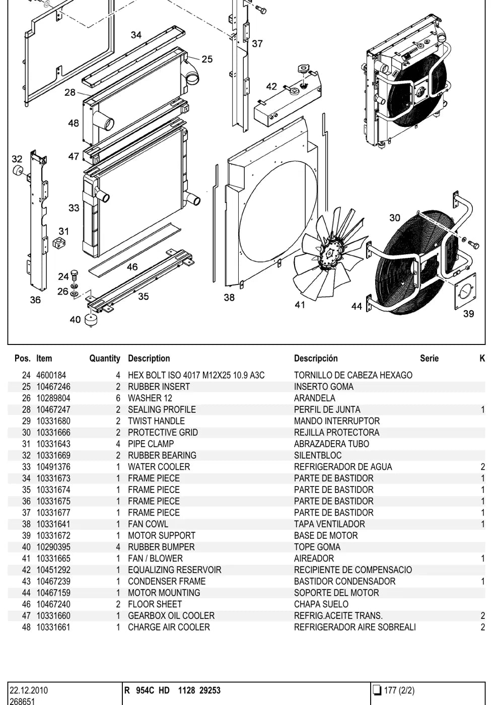Detalhe de conjunto ilustrado com números de artigo — Liebherr R 954 C HD