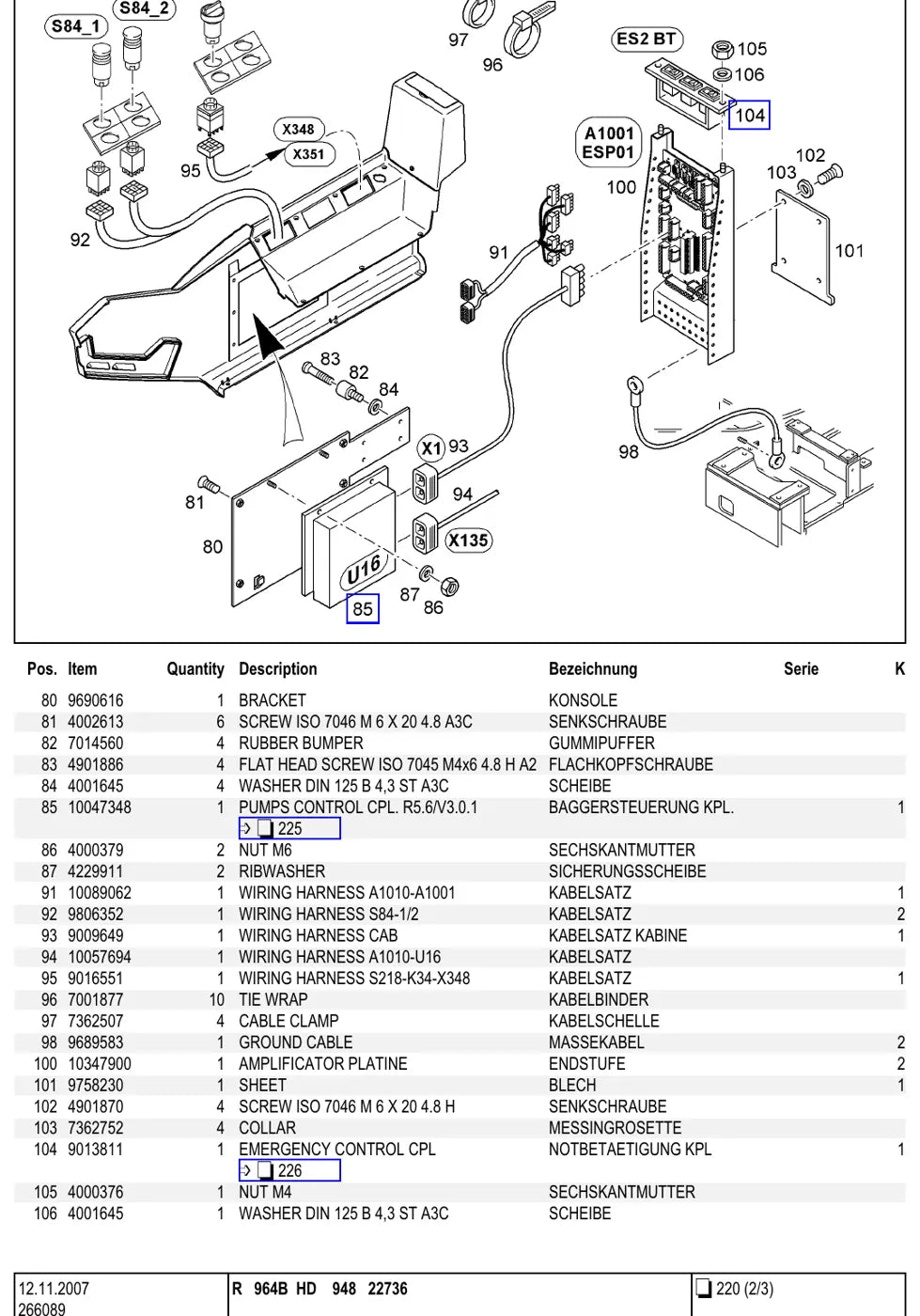 Grupo do catálogo com desenho e lista de peças — Liebherr R 964 B HD
