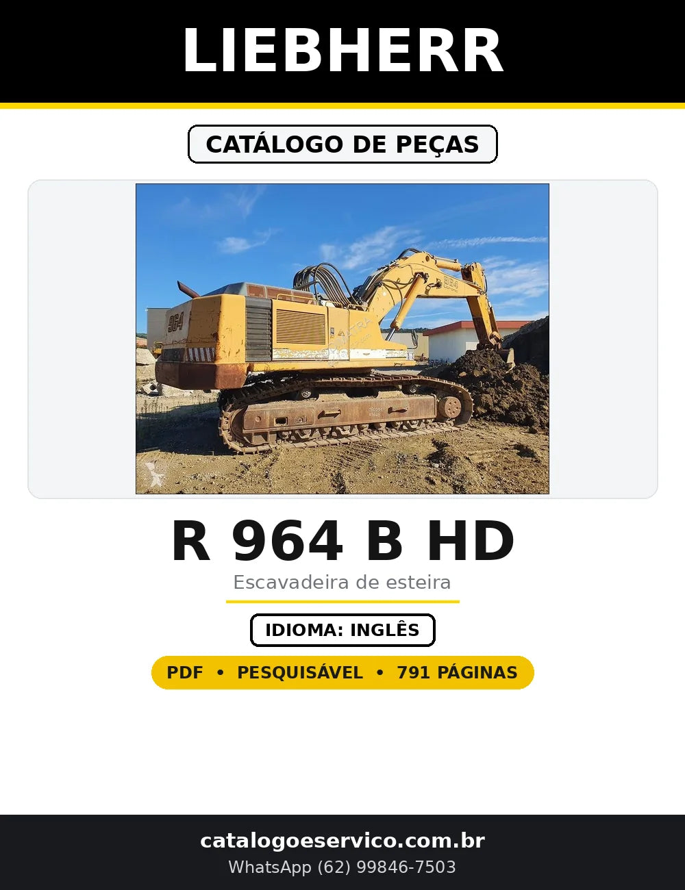Capa do Catálogo de Peças Liebherr R 964 B HD em PDF com 791 páginas
