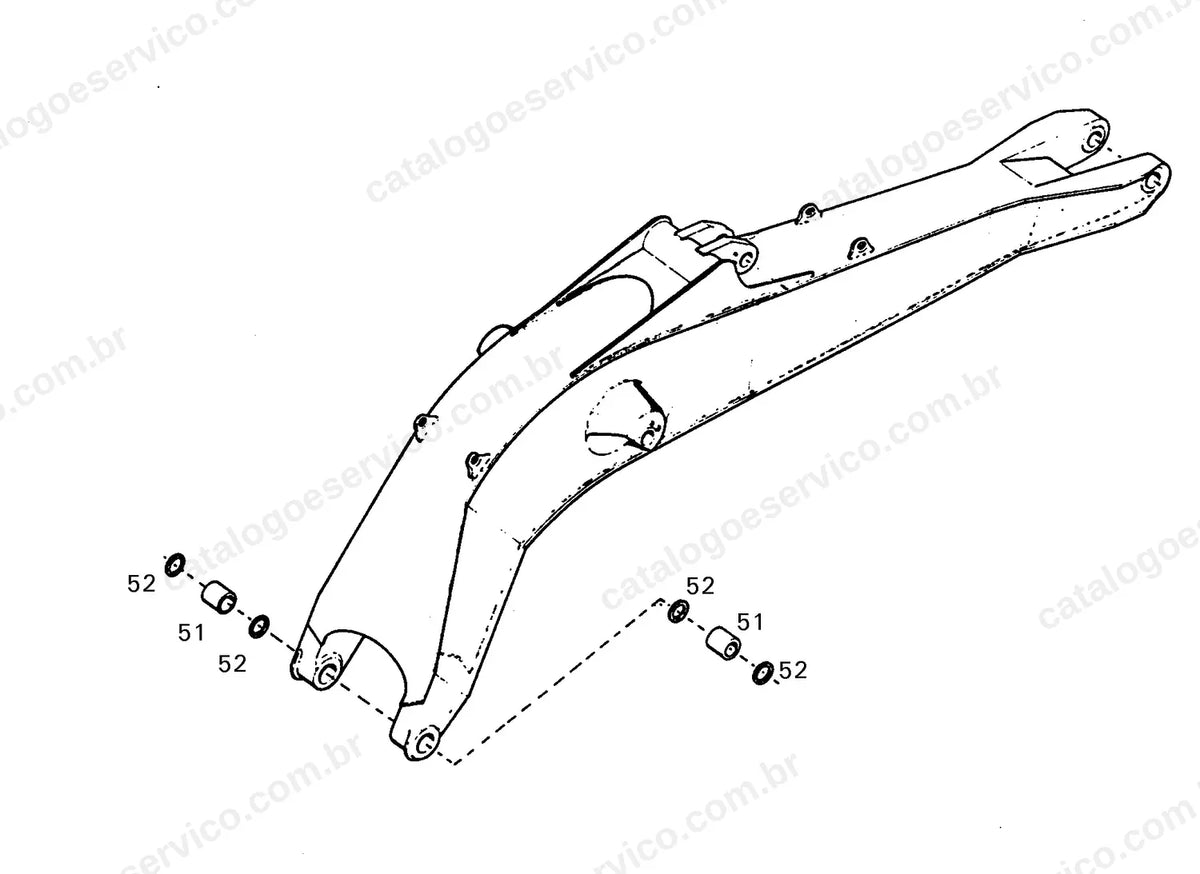 Vista explodida da lança gooseneck de 8.600 mm da R972-263