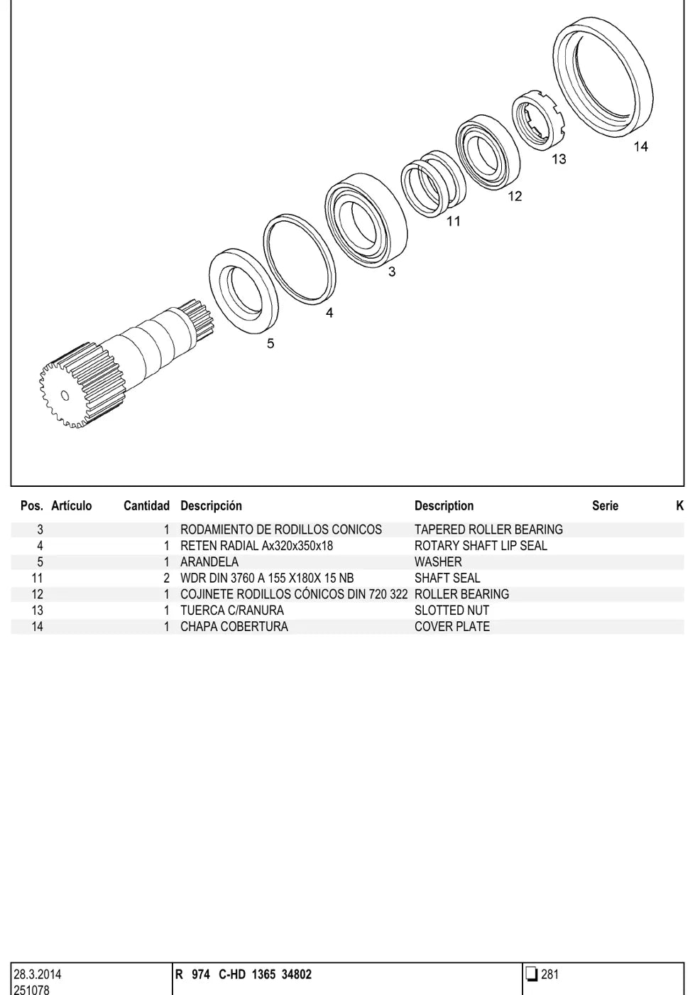 Detalhe de conjunto ilustrado com números de artigo — Liebherr R 974 C-HD