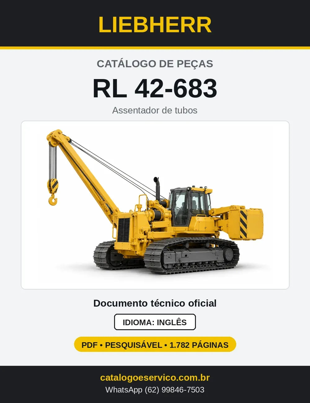 Capa do Catálogo de Peças Liebherr RL42-683 assentador de tubos