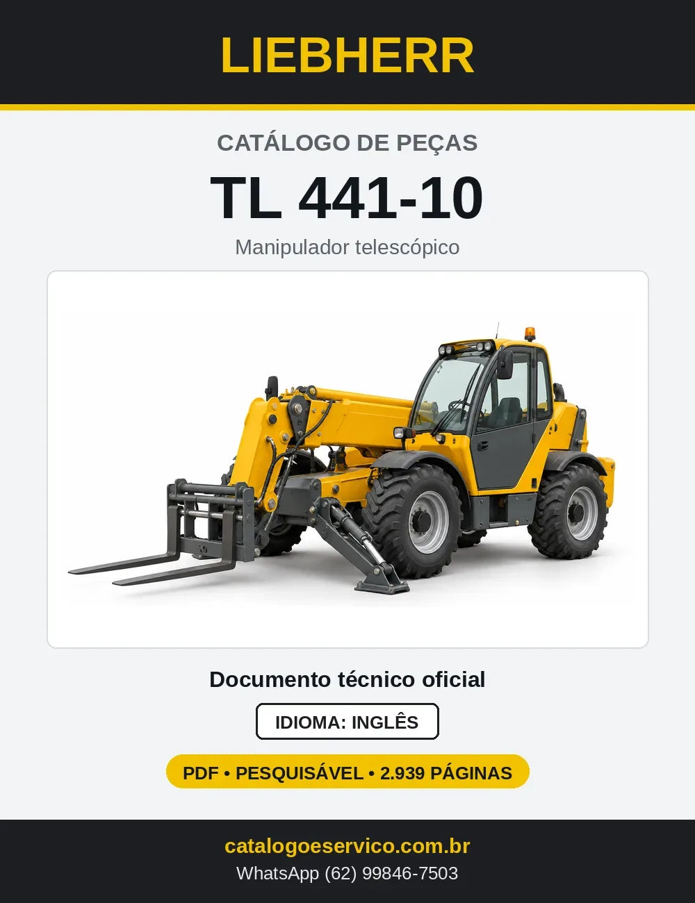 Capa do Catálogo de Peças Liebherr TL441-10 manipulador telescópico