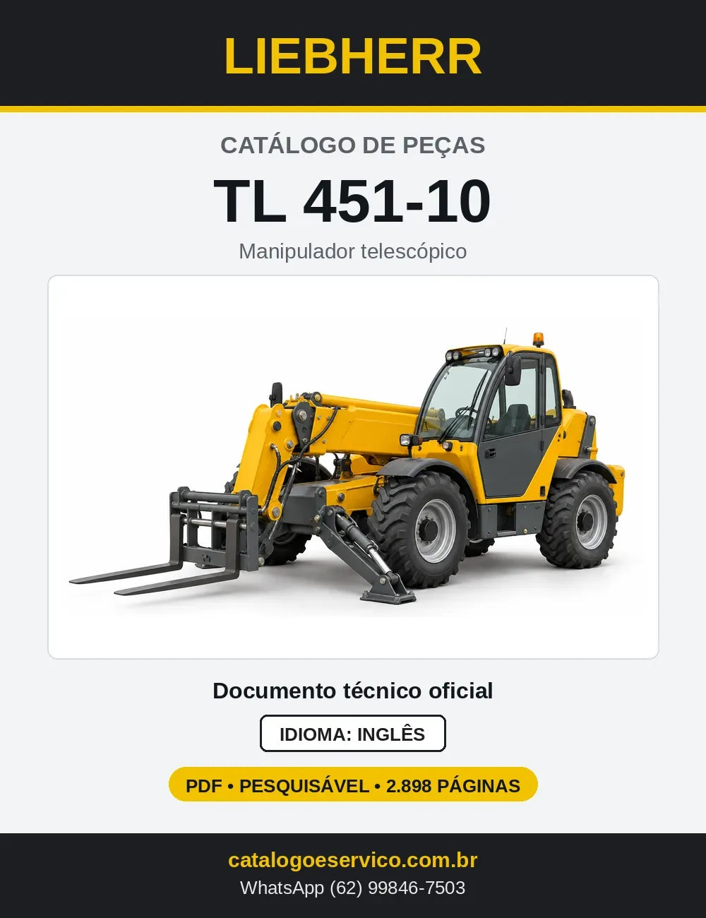 Capa do Catálogo de Peças Liebherr TL451-10 manipulador telescópico