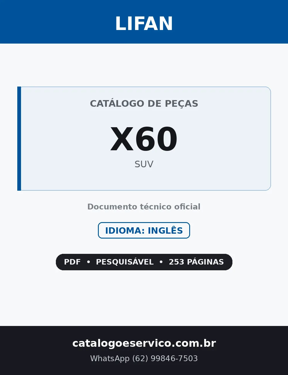Capa — Catálogo de Peças Lifan X60