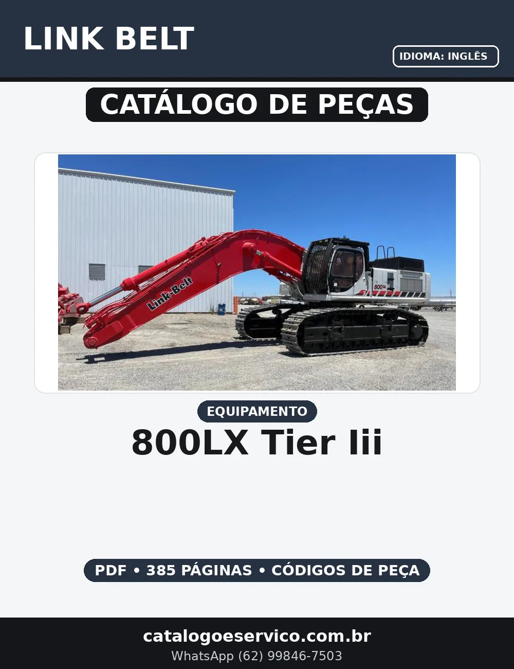 CATALOGO DE PEÇAS LINK BELT - 800LX TIER III — capa do catálogo de peças