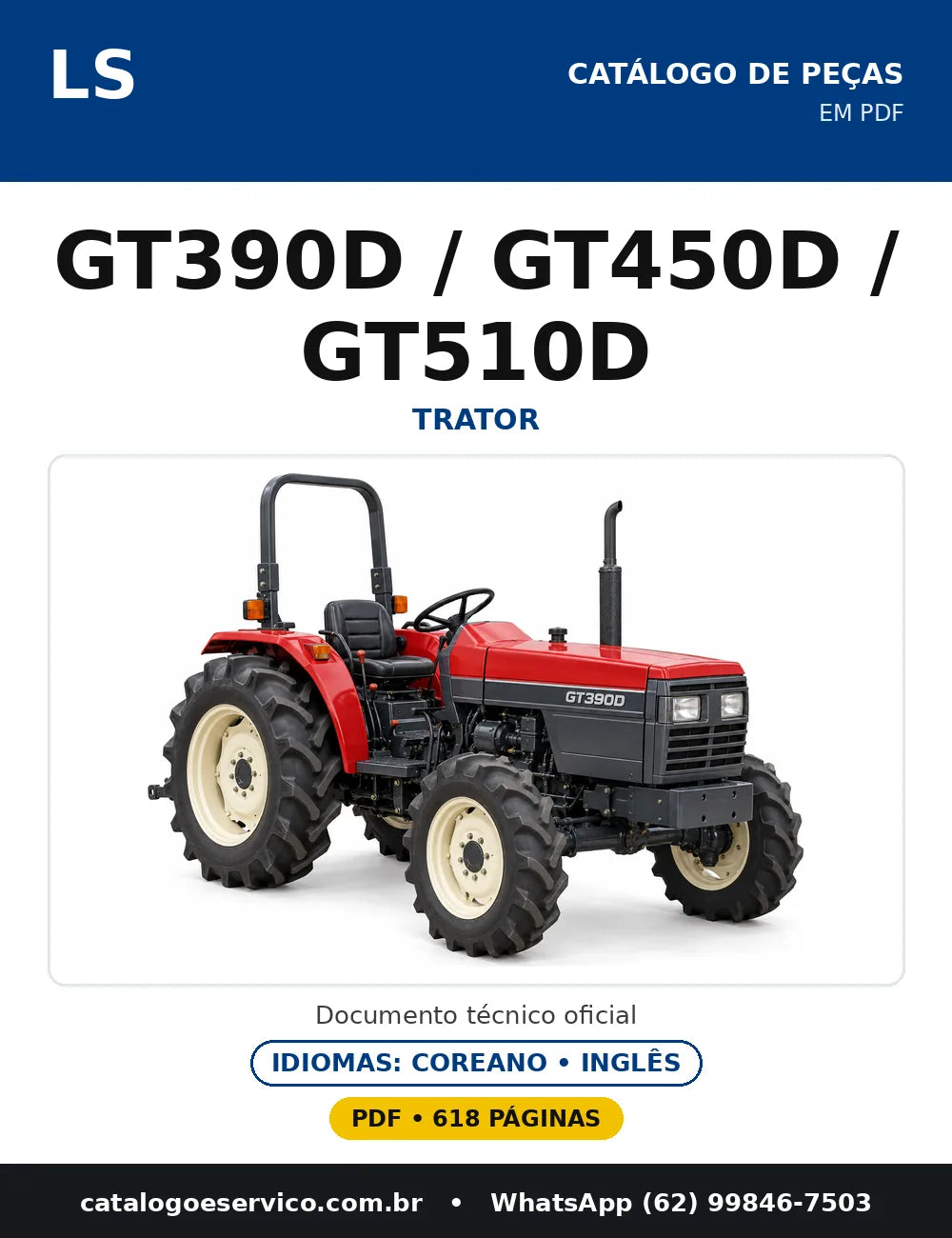 Capa do catálogo de peças GT390D / GT450D / GT510D em PDF