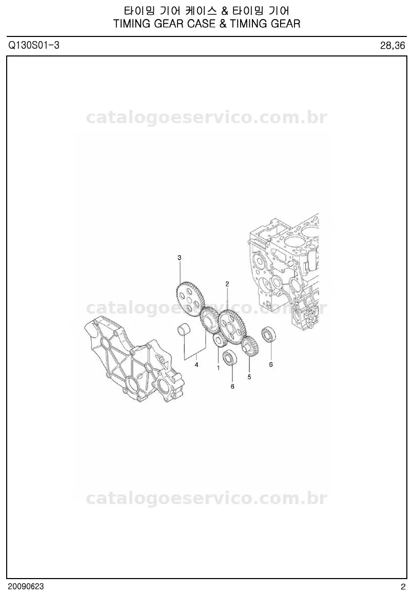 Vista explodida do catálogo de peças I28 / I36 — exemplo 1