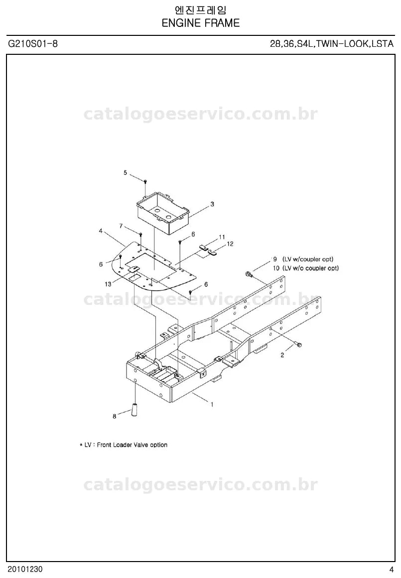 Vista explodida do catálogo de peças R3029 / R3039 — exemplo 4