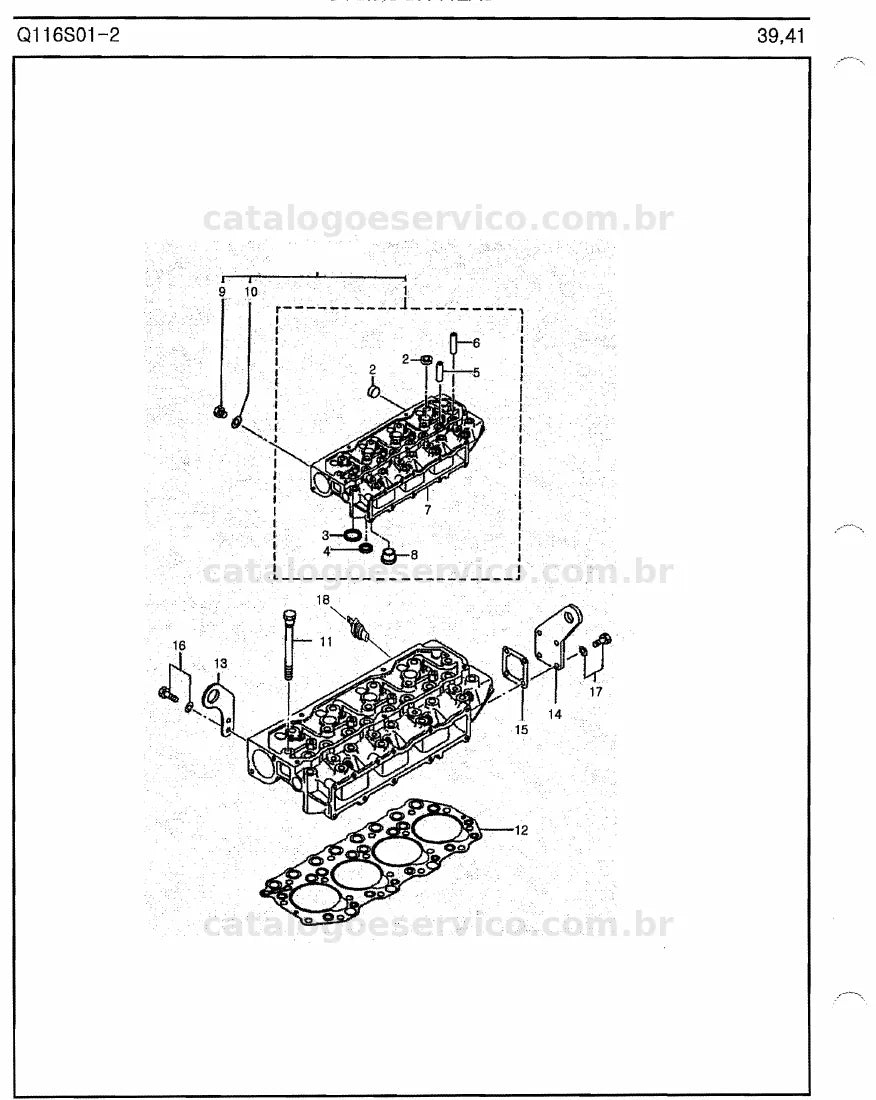 Vista explodida do catálogo de peças R4010 / R4020 — exemplo 1