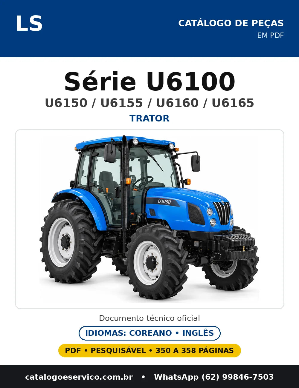Capa do catálogo de peças Série U6100 (U6150 / U6155 / U6160 / U6165) em PDF