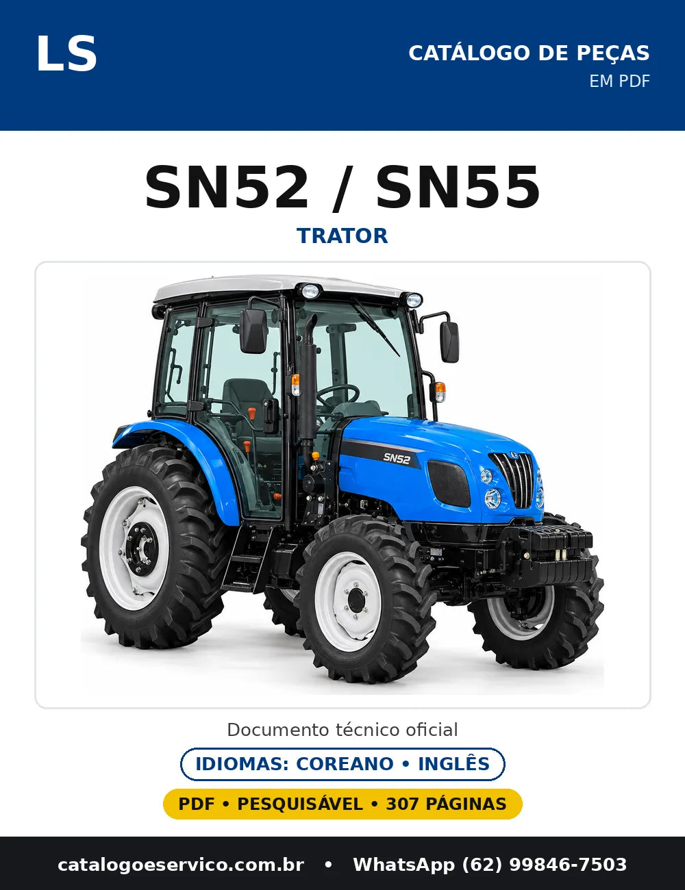 Capa do catálogo de peças SN52 / SN55 em PDF