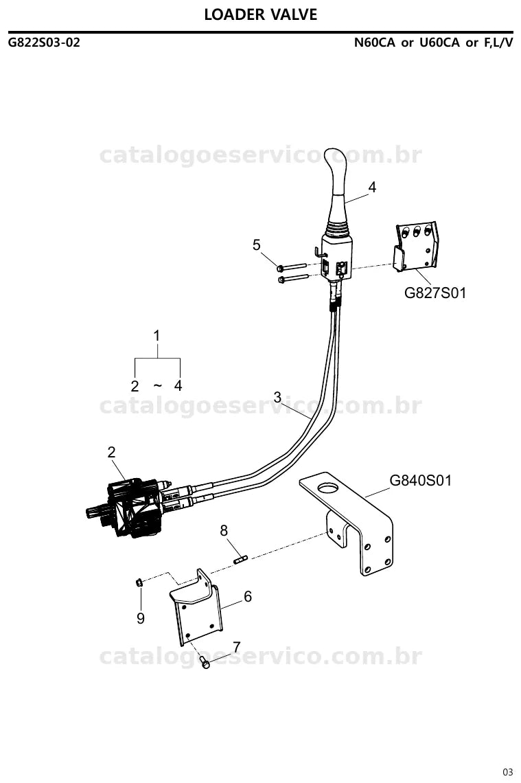 Vista explodida do catálogo de peças U6152 / U6157 / U6162 — exemplo 4