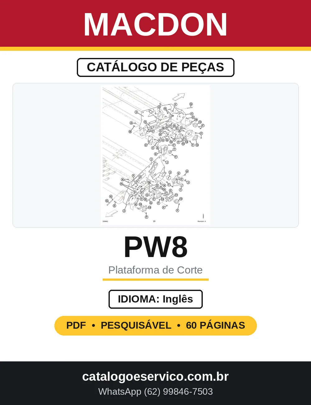Catálogo de Peças MacDon PW8 Pick-Up (em inglês) — capa