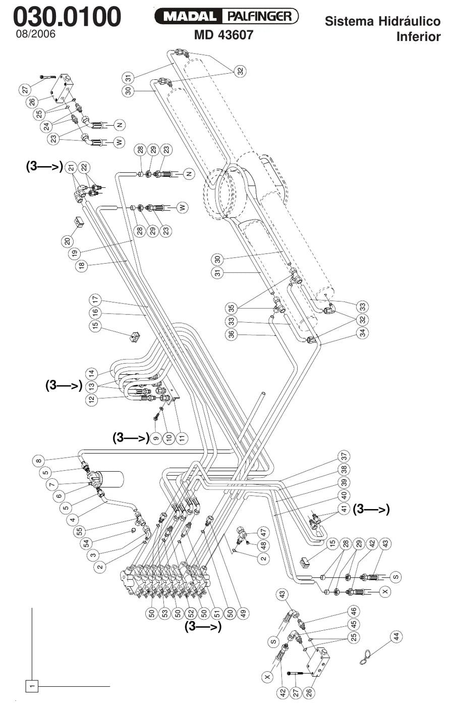 Catálogo de Peças Madal Palfinger MD 43607 e MD 43607S — Guindaste Articulado Munck — página 1 do documento