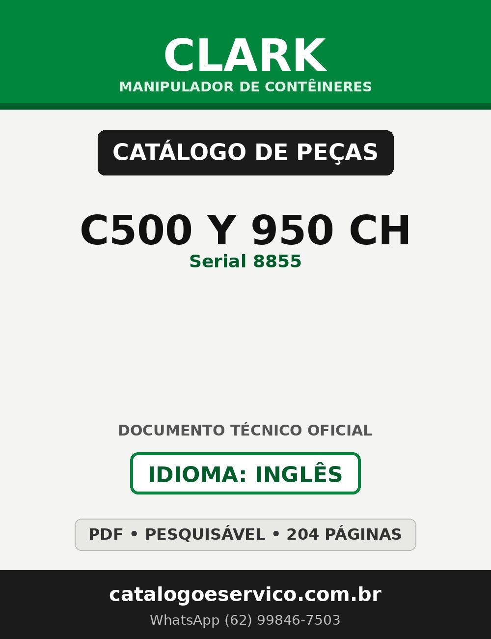 Catálogo de Peças Manipulador de Contêineres Clark C500 Y 950 CH (Serial 8855)