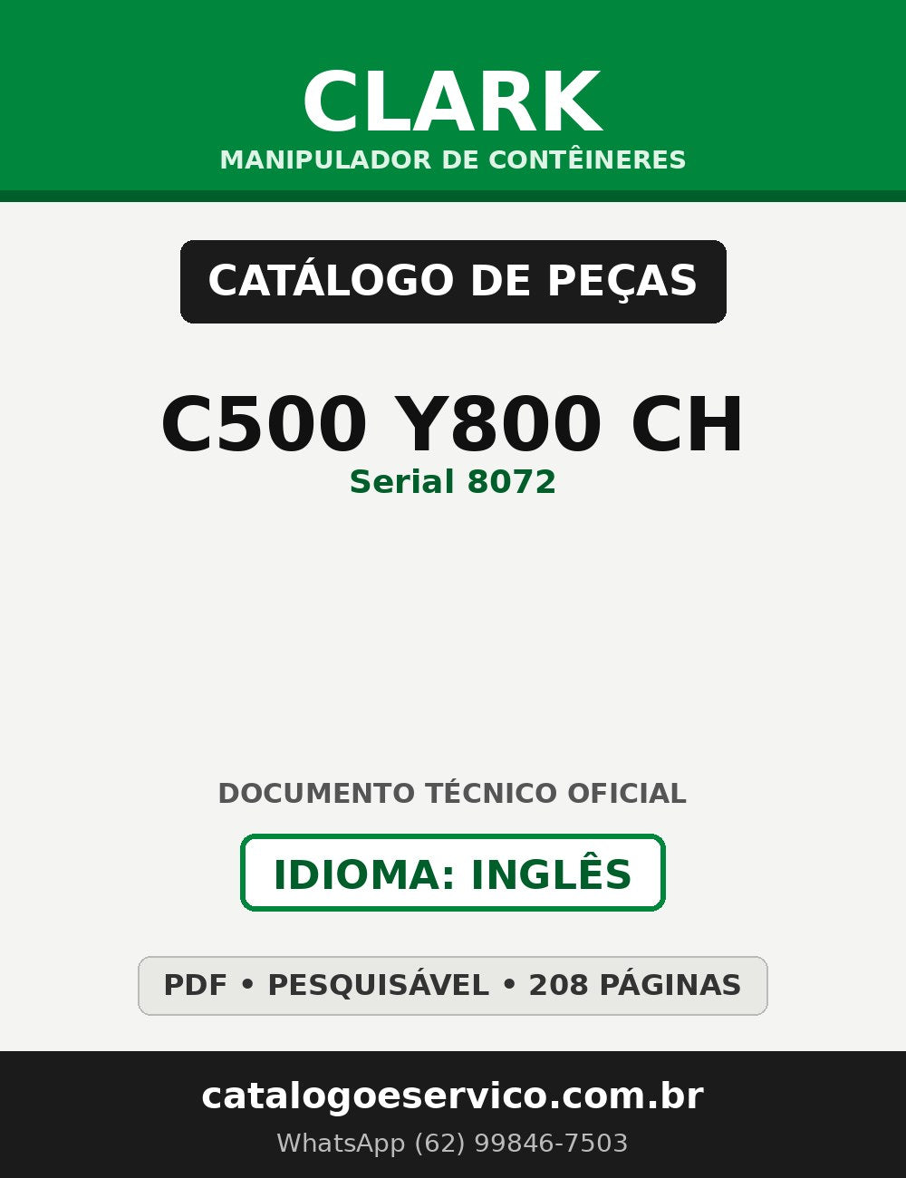 Catálogo de Peças Manipulador de Contêineres Clark C500 Y800 CH (Serial 8072)