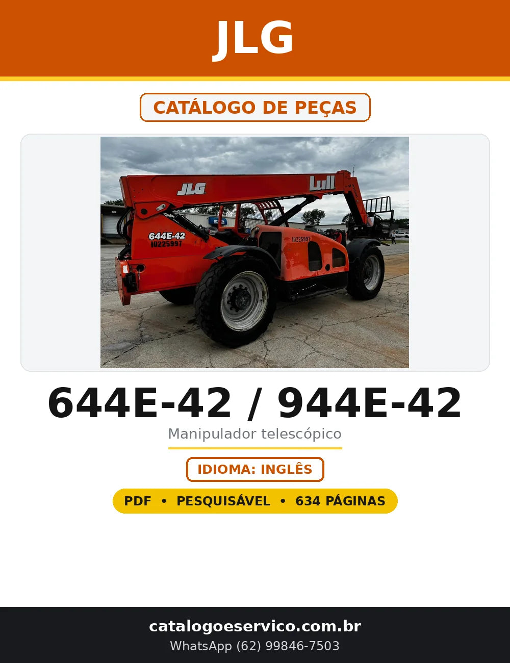 Capa do Catálogo de Peças JLG 644E-42 / 944E-42 em PDF com 634 páginas