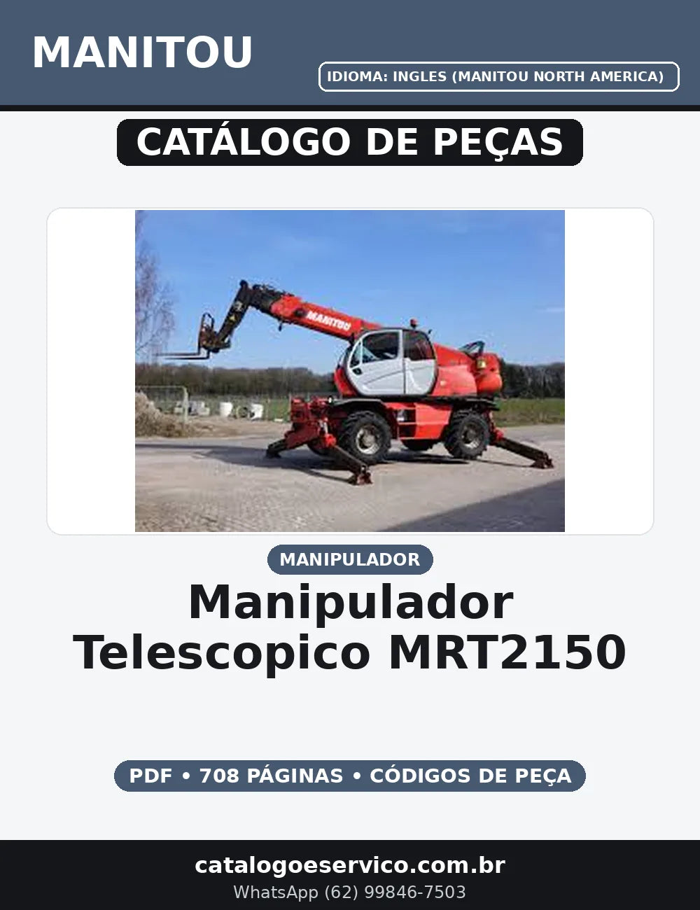 CATALOGO DE PEÇAS MANIPULADOR TELESCOPICO - MRT2150 MANITOU — capa do catálogo de peças