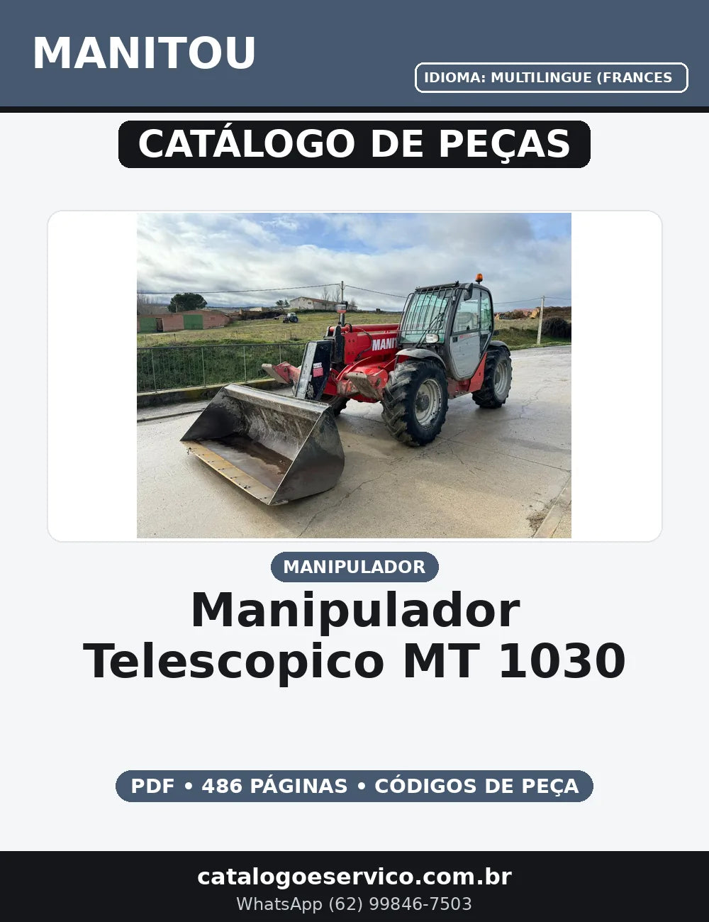 CATALOGO DE PEÇAS MANIPULADOR TELESCOPICO - MT 1030 ST MANITOU — capa do catálogo de peças