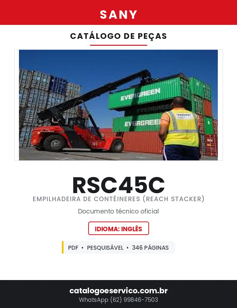 Catálogo de Peças SANY RSC45C Empilhadeira de Contêineres Reach Stacker — 346 Páginas em PDF — capa