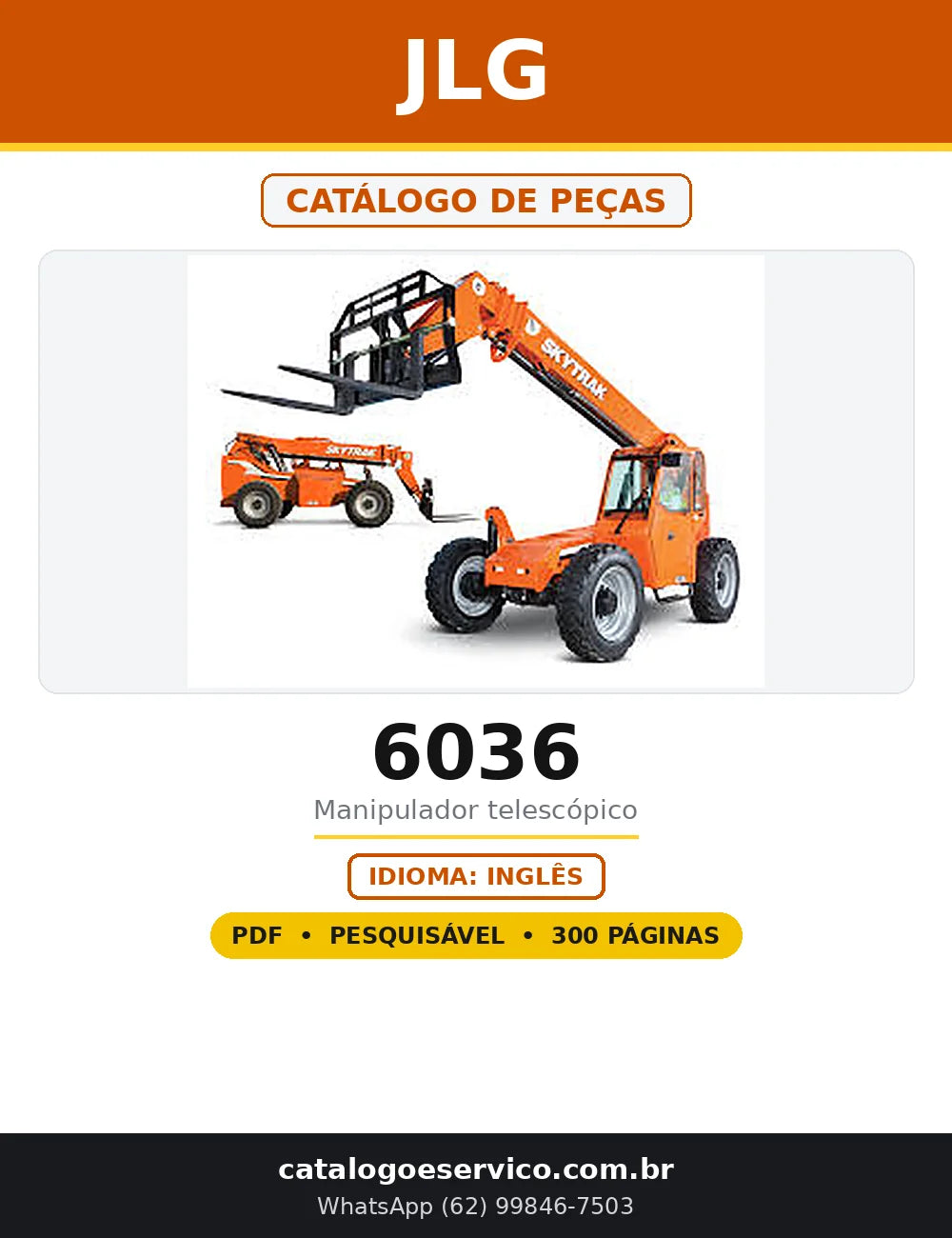 Capa do Catálogo de Peças JLG 6036 em PDF com 300 páginas